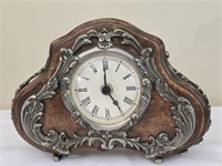 India Made Wood & Silverplated Decorative Clock