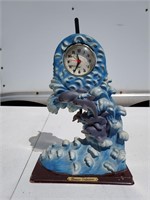 Resin Table Clock - Dolphins and Waves