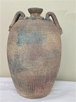 Large Heavy Handmade Pottery Handled Vase