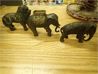 (2) Elephants & Lion Metal Banks