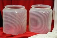 A Pair of Large Opalescent Cylinder Lamp Shades
