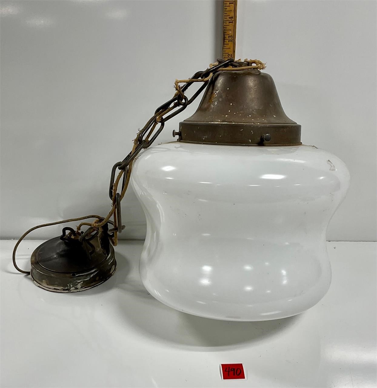 Vintage milk glass hanging lamp