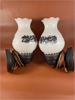 Set of 2 Currier and Ives Electrical Wall Scones