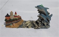 Vintage Leaping Resin Dolphins Figurine