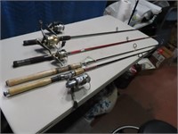 (4) Usable Spin Fishing Rod & Reel Combos