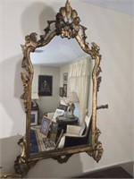 Wood gold framed vintage mirror as is