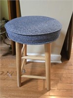 Wooden Base Round Upholstered Seat Stool