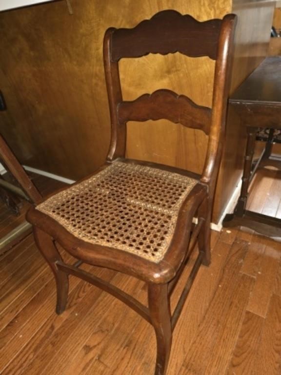Vintage Wooden Chair with Wicker Bottom