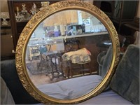 Stunning Victorian Style Gold Gilded Round Mirror