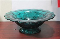 A Teal Glass Stem Bowl