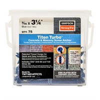 $22  Titen Turbo 3/16x3-1/4 6-Lobe  Blue (75-Pack)