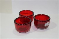 Lot of 3 Ruby Red Glass Cup