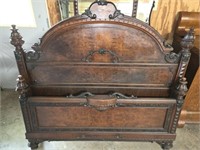 Stunning Antique Wood Carved Head & Footboard