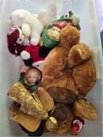 Tote Full of Christmas Plush Toys & Decor