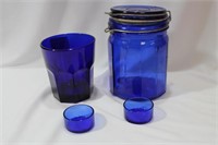 Lot of 4 Cobalt Blue Glass Items