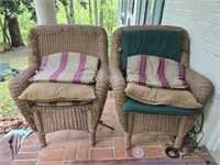 Pair of brown wicker chairs