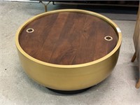 Round Metal & Wood Storage Coffee Table