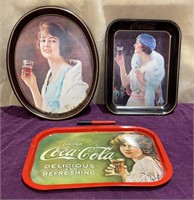 (3) Coca Cola Tin Tray Set