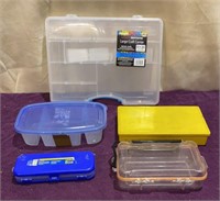 (5) Assorted Plastic Storage Organizers
