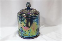An Iridescent Carnival Glass Jar