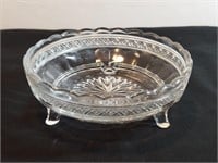 Indiana Star Band 3-footed Fruit Bowl Clear Glass