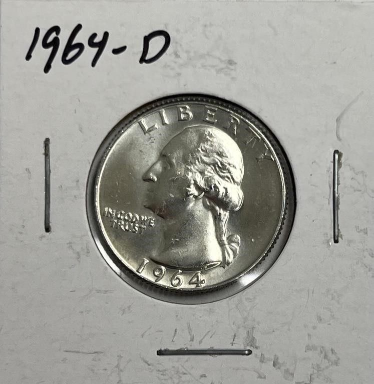 Beautiful 1964-D Washington Quarter 90% Silver