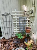Large lot of terracotta pots plant stands and more