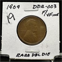 1909 WHEAT PENNY CENT DDR-003 DOUBLE DIE