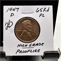 1947-D WHEAT PENNY CENT H GRADE PROOF LIKE