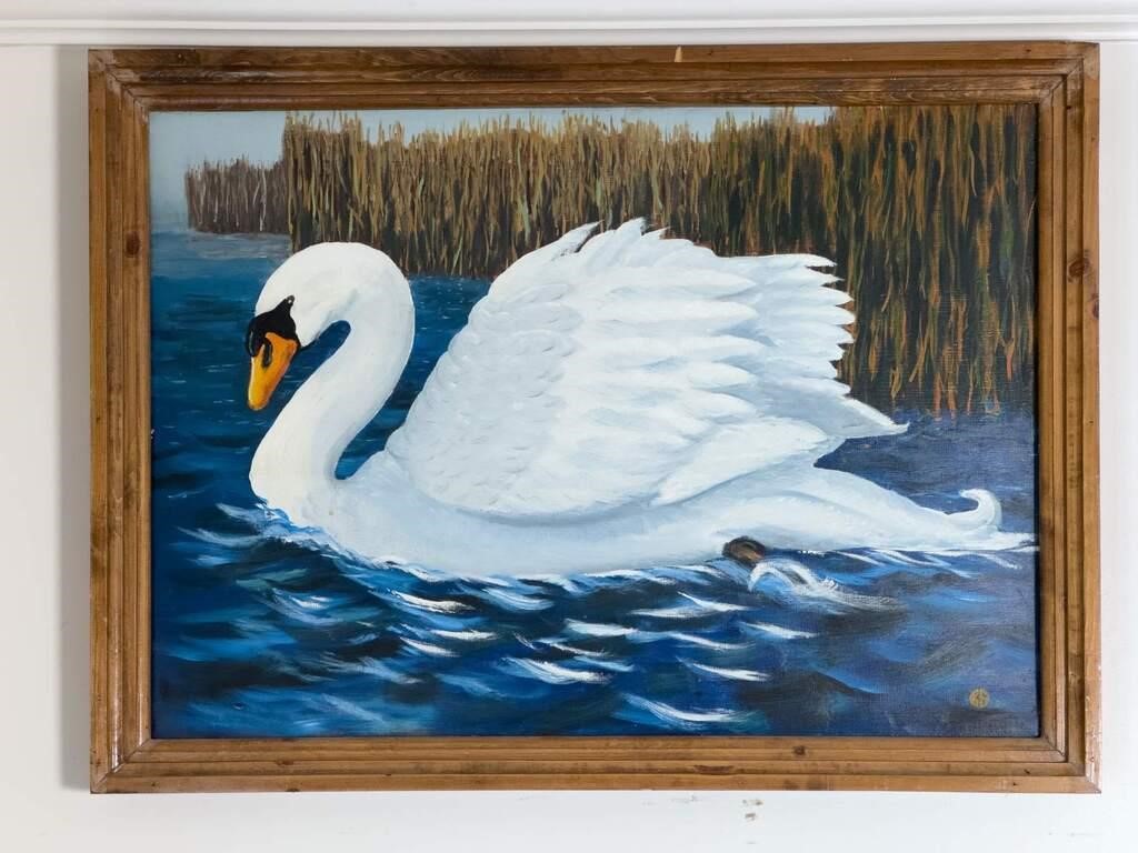Swan Painting on Canvas board