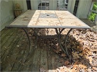 Metal and tile top outdoor table
