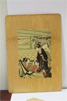 A Japanese Print on a Bamboo Panel