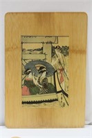 A Japanese Print on a Bamboo Panel