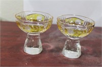 Set of Two Cut Glass Shot Glasses