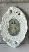 Vintage Milk Glass Frame with Picture