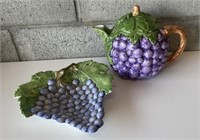 Grape Teapot and Plate