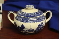 An Antique Blue Willow Sugar Container
