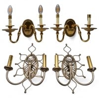 Lot: 2 Pairs of Electrified Candelabra Sconces.
