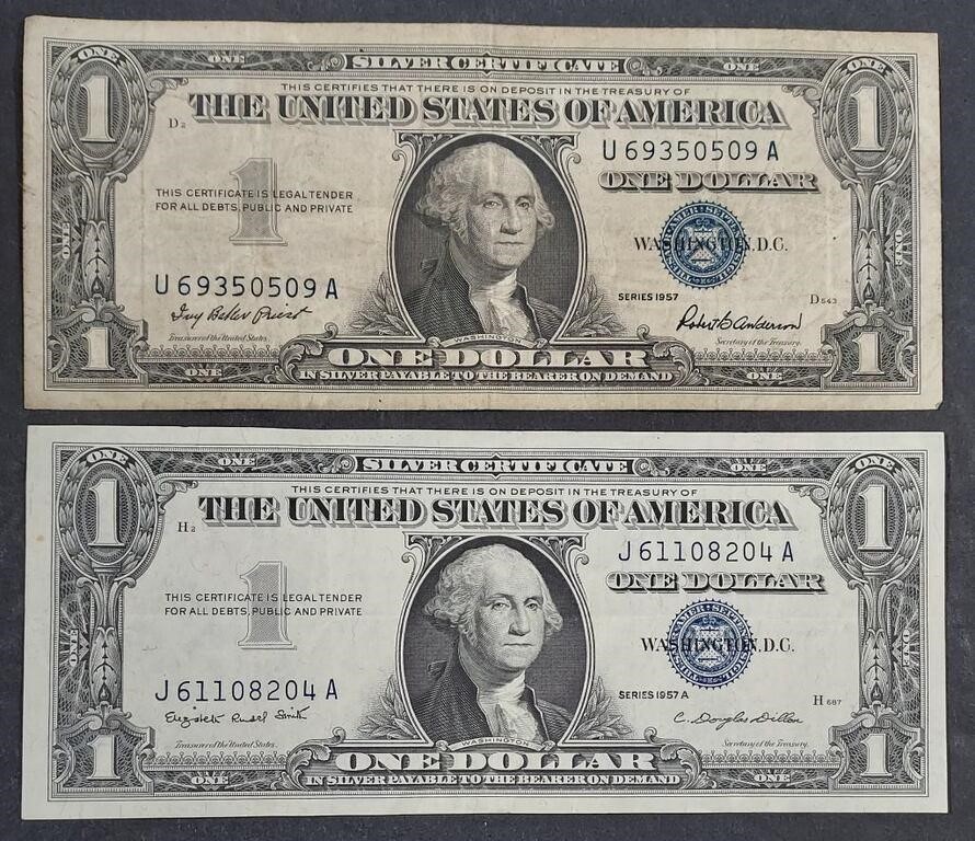 1957 & 1957-A  $1 Silver Certificates   F & VF