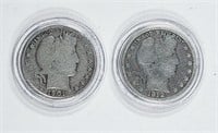 1901 & 1912-D  Barber Half Dollars   G