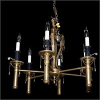 6-Arm Brass Chandelier w/ Candle Lights.