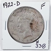 1922-D  Peace Dollar   F