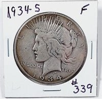 1934-S  Peace Dollar   F   Better date