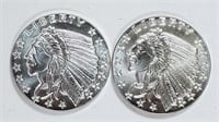 2  Golden State Mint  1 troy oz .99 silver rounds