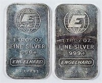 2  Englehard   1 troy oz .999 silver bars