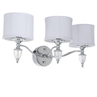 $127  Waterton 3-Light Chrome Sconce with White Fa