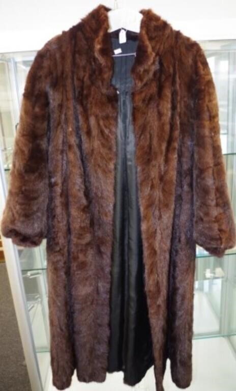 Vintage brown mink tail full length coat