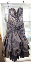 Vintage black taffeta and sequined formal dress