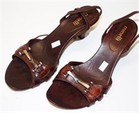 Pair of Minelli Paris brown leather strappy heels