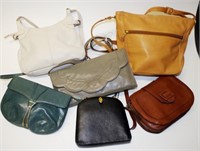 Seven various vintage ladies leather handbags